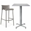 Fiore Bar Leaner Base (Silver) with Durel Table Top (Silver) & Duca Bar Stool (Taupe)