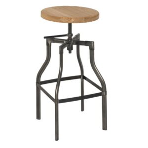 Torque Industrial Bar Stool - Natural Wood & Black Steel