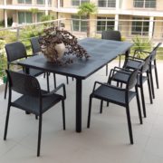 Levante 9 Piece Extended (7 Piece with Two Extra Chairs) for 8 Chairs in Charcoal on Apartment Deck