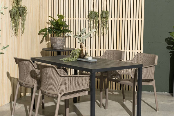 #cube-140:charcoal #net-chair:taupe
