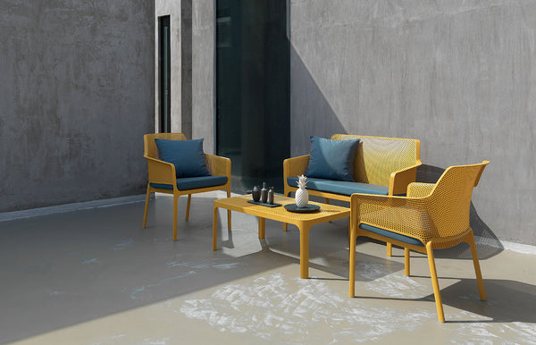 #net-bench:mustard #cushion:denim--olefin-fabric-