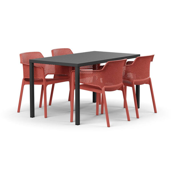 #cube-140:charcoal #net-chair:coral