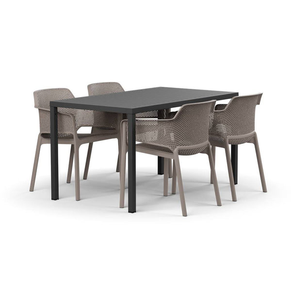 #cube-140:charcoal #net-chair:taupe