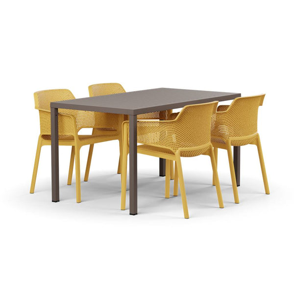 #cube-140:taupe #net-chair:mustard