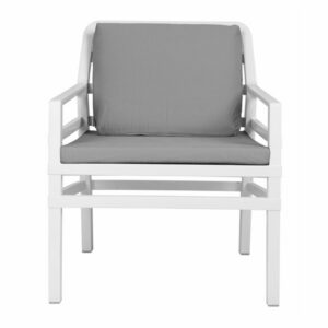 NARDI Aria Luxury Patio Armchair - White Frame & Grey Cushions