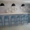 Faro Tall Bar Stools – Blue (Pictured in a lighter toned Kitchen with a High Counter)