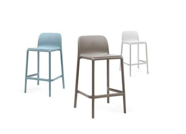 NARDI Faro Breakfast Bar Stools in Blue, Taupe and White
