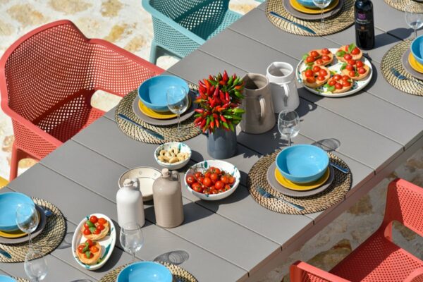 NARDI Net Rio 9-Piece Dining Setting - Taupe & Multicoloured Chairs (Gallery) (5)