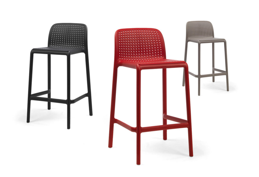 Lido Breakfast Bar Stools – Red, Charcoal & Taupe