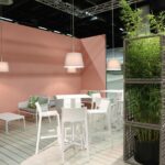 Trill Tall Bar Stools in White – Pictured around Fiore Bar Leaner