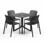 Clip Bit 5 Piece Patio Set - Charcoal Table & Charcoal Chairs