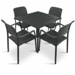 Clip Bora Armchair 5 Piece Patio Set - Charcoal Table & Charcoal Chairs