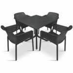 Clip Net 5 Piece Garden Set - Charcoal Table & Charcoal Chairs