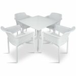 Clip Net 5 Piece Garden Set - White Table & White Chairs Clip Net 5 Piece Garden Set - White Table & White Chairs