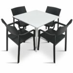 Clip Trill 5 Piece Dining Set (Armchairs) - White & Charcoal Chairs Clip Trill 5 Piece Dining Set (Armchairs) - White & Charcoal Chairs