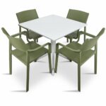 Clip Trill 5 Piece Dining Set (Armchairs) - White & Mustard Chairs
