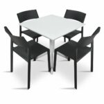 Clip Trill Bistro 5 Piece Dining Set - White & Charcoal Chairs