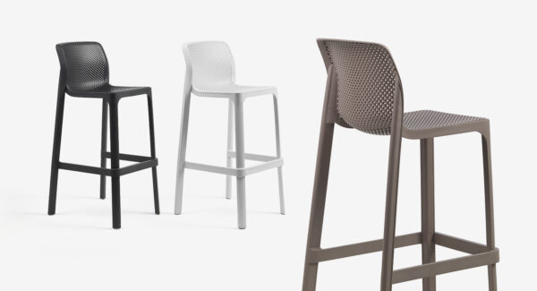 Net Tall Bar Stools in Charcoal, White & Taupe