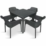 The Cube Net 5 Piece Patio Set in Charcoal