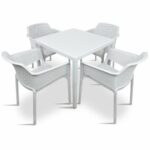 The Cube Net 5 Piece Patio Set in White