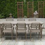 Levante Costa 9-Piece Dining Set 4 Levante Costa 9 Piece Dining Set in Taupe on Patio
