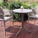 Net Step 3-Piece Patio Set 4 Net Step 3-Piece Patio Set in Taupe on Deck