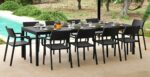 The Trill Rio 10-Seater Outdoor Dining Set in Charcoal (Both Table and Chairs)