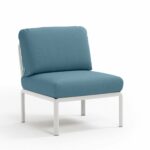 Komodo Outdoor Modular Sectional Sofa Central Piece - White & Adriatic Teal Cushions