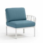 Komodo Outdoor Modular Sectional Sofa End - White & Adriatic Teal Cushions
