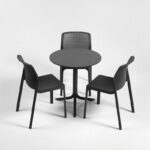 Flute Folding Table Base 2 Flute Folding Table Base and Bit Chairs in Charcoal