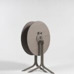 Flute Folding Table Base 4 Horizotnally Stacked Flute Folding Table Bases in Taupe