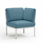 Komodo Modular Outdoor Sofa Angled Corner Piece - Whitel Frame & Adriatic Teal Cushions