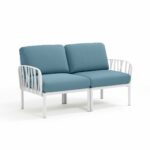 NARDI Komodo 2-Seater Outdoor Sofa - White & Adriatic Teal Cushions