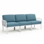 NARDI Komodo 3-Seater Outdoor Sofa - White & Adriatic Teal Cushions