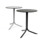 Break Table Base 6 Break Table Bases with HPL Tops in Silver and Charcoal
