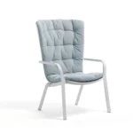 NARDI Folio Cushioned Chair – White & Arctic Blue Cushion NARDI Folio Cushioned Chair – White & Arctic Blue Cushion