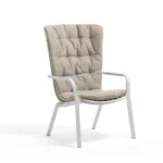 NARDI Folio Cushioned Chair – White & Linen Colour Cushion
