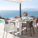 NARDI Levante Net 9-Piece Dining Set - Taupe, Coral & White