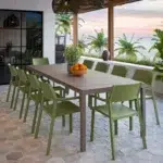 NARDI Rio Alu Trill 10-Seater Outdoor Dining Set - Taupe & Olive Green