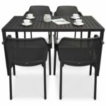 NARDI Net Cube-140 5-Piece Patio Set - Charcoal (Profile View)