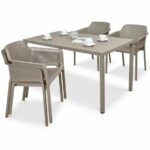 NARDI Net Cube-140 5-Piece Patio Set - Taupe (2 Chairs Stacked)