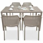 NARDI Net Cube-140 5-Piece Patio Set - Taupe (Profile View)