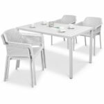 NARDI Net Cube-140 5-Piece Patio Set - White (2 Chairs Stacked)