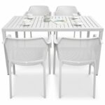 NARDI Net Cube-140 5-Piece Patio Set - White (Profile View)