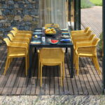 NARDI Rio Alu Net 8-Seater Outdoor Dining Set - Charcoal Table & Mustard Chairs (Head of Table)