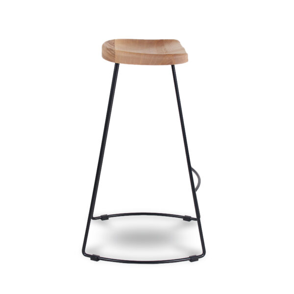 ByDezign Tractor Seat Wire Bar Stool - Natural Stain Ash (Profile View)