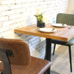 Aviator Mid-Century Modern Dining Chair 4 Aviator Mid-Century Modern Dining Chairs in Tan & Green