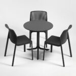 NARDI Bit Break HPL Compact 3-Seater Set - Charcoal (HPL Small Round Table & Bit Chairs in Charcoal)