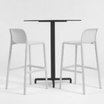 NARDI Fiore Faro 3-Piece Bar Leaner Set - Charcoal Leaner & White Stools