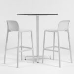 NARDI Fiore Faro 3-Piece Bar Leaner Set - White Leaner & White Stools
